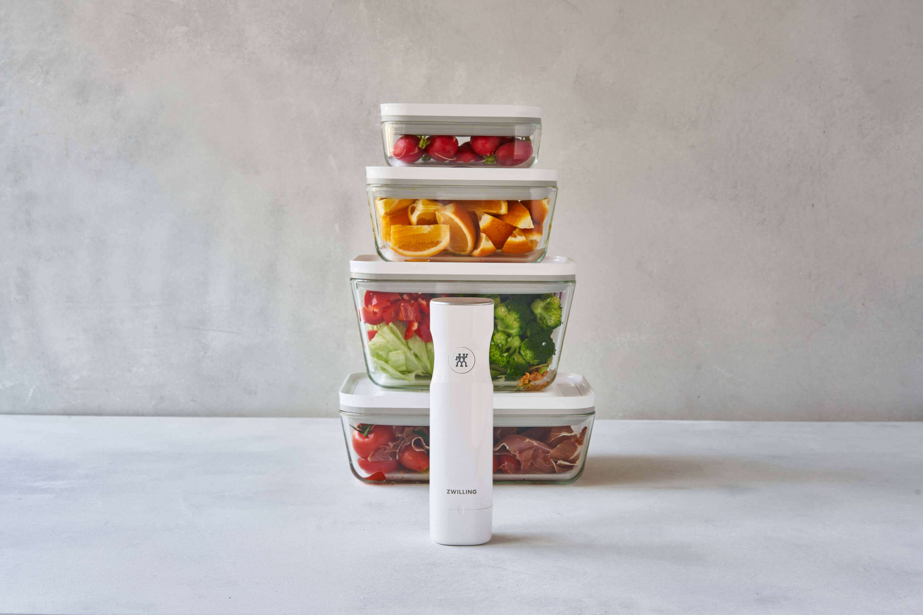 ZWILLING FRESH & SAVE Szklany pojemnik prostokątny 2 ltr, szary