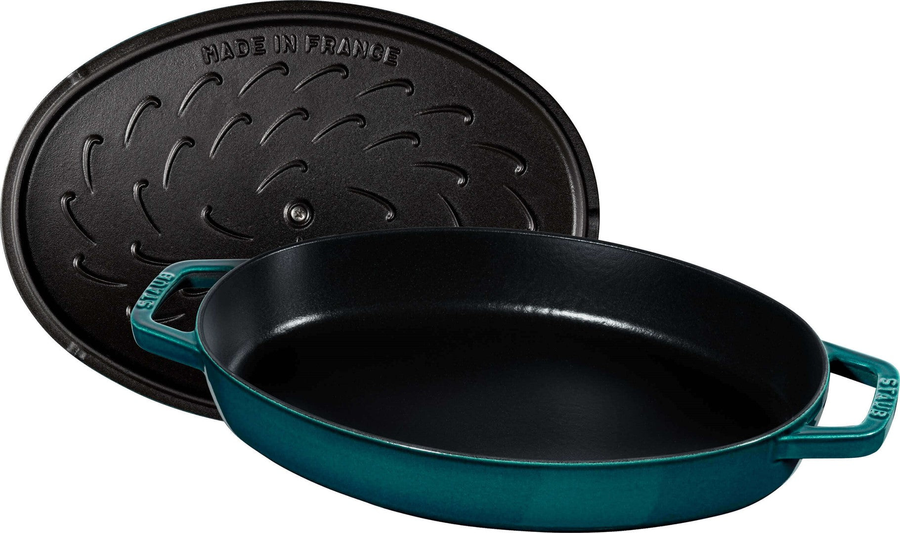 STAUB Ovale Gusseisen Fischpfanne 32 cm, Meeresfarben