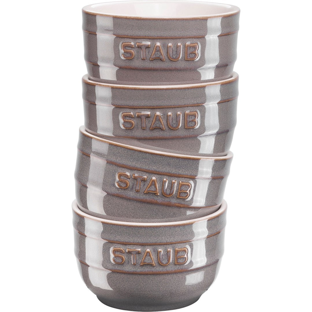 STAUB XS-MINIS Set aus 4 runden Ramequins 9 cm, antik graphite