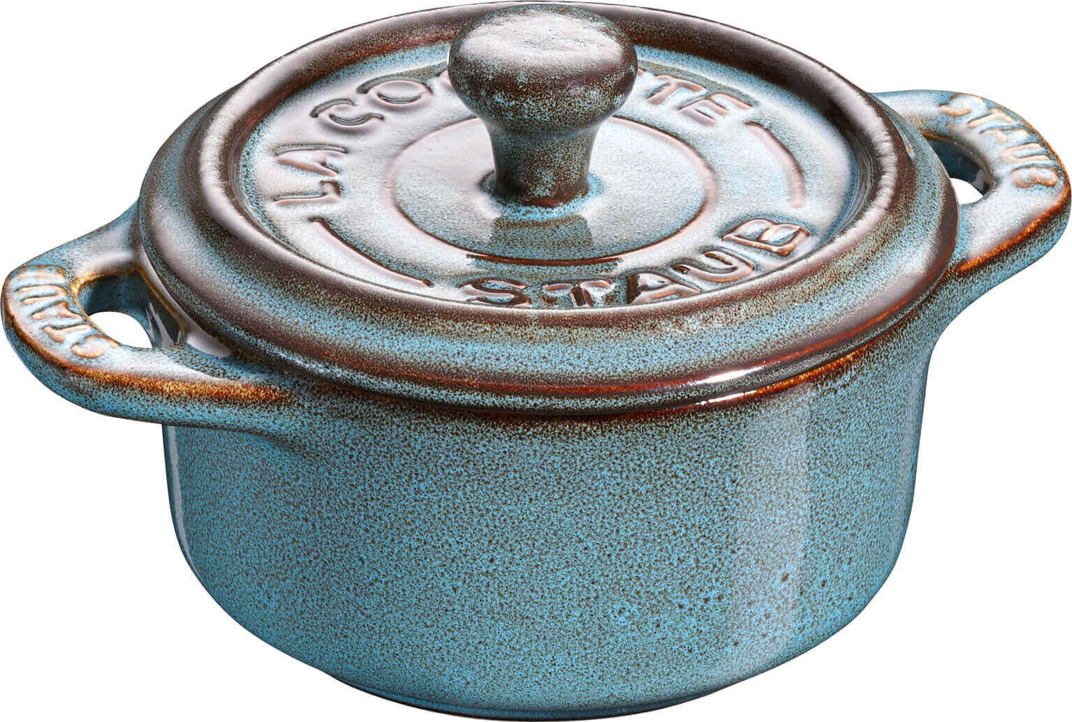 STAUB GIFT GIVING 4x mini cocotte okrągły 10 cm, antyczny turkusowy