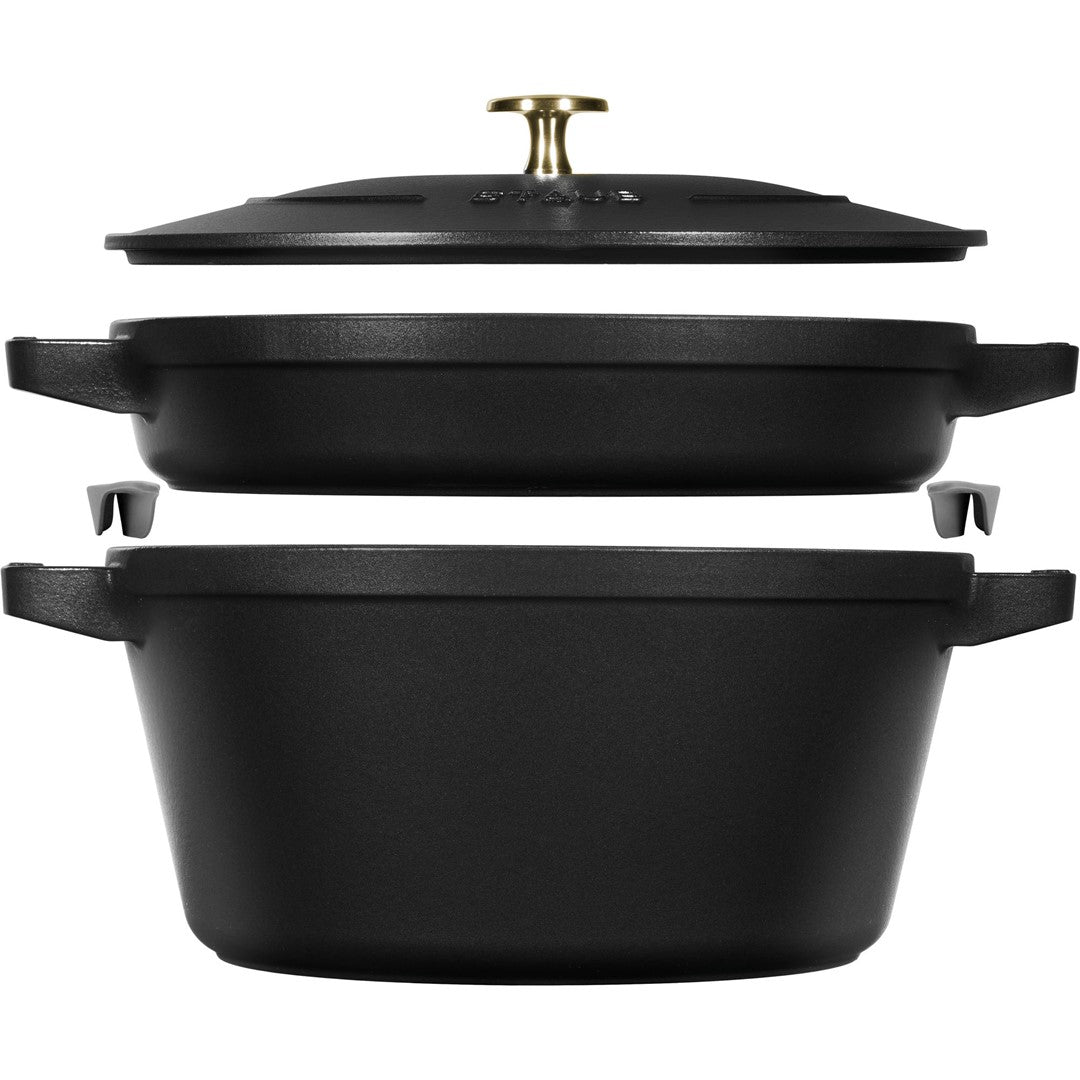 STAUB Zestaw 2 naczyń + pokrywka 24 cm czarny