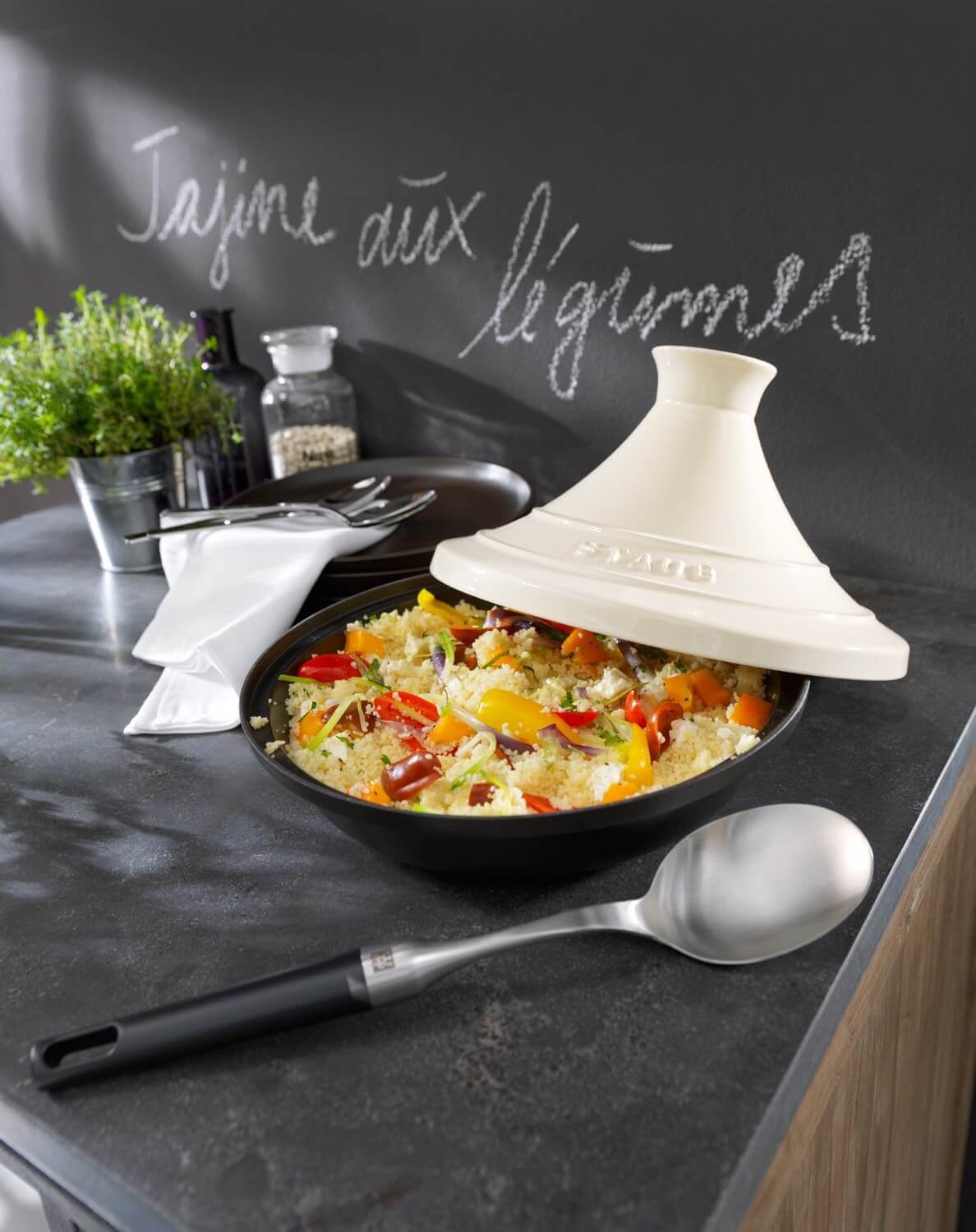 STAUB Naczynie do tajine 28 cm, beżowo-czarny