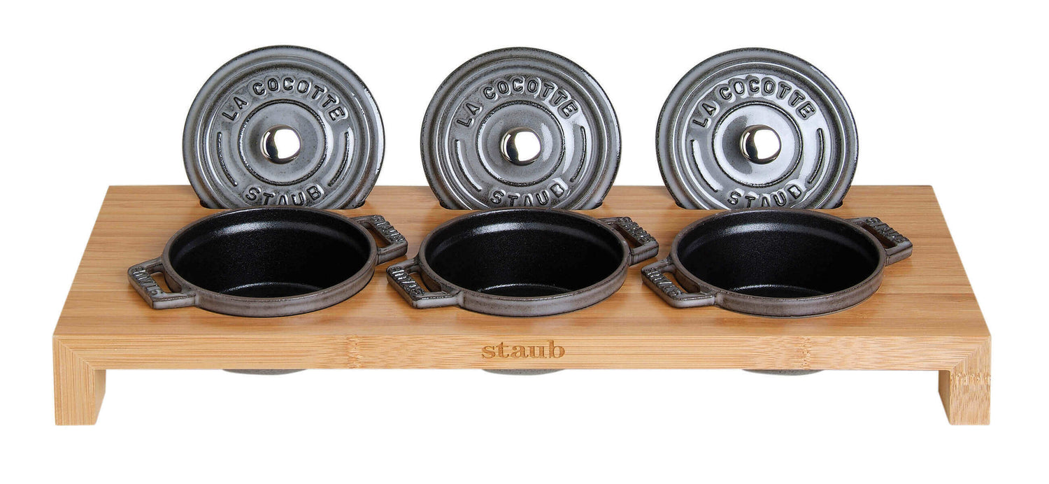 STAUB Stand na 3 mini cocotte drewniany
