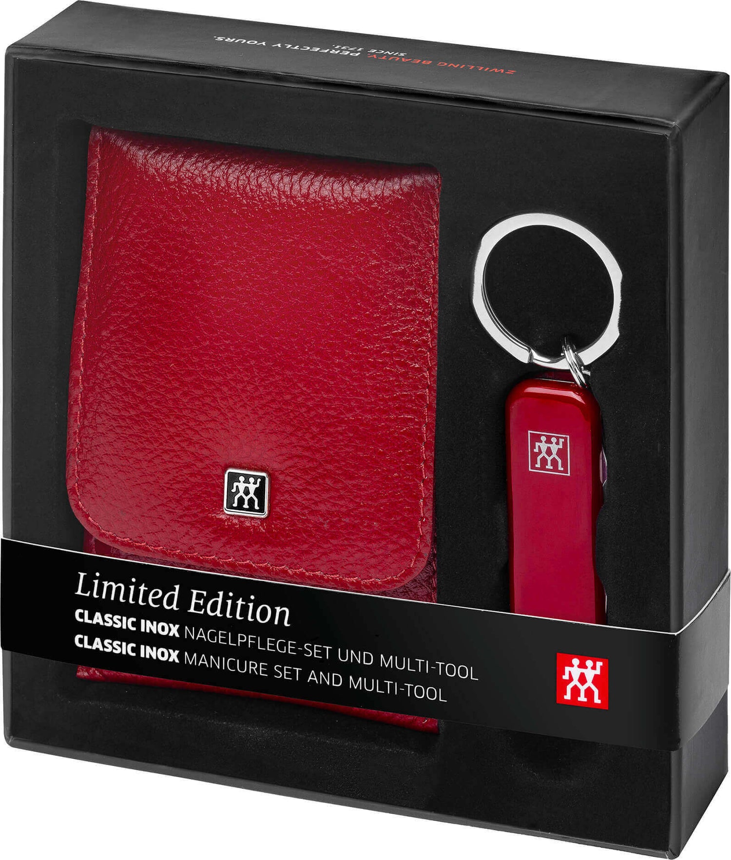 ZWILLING TWINOX Zestaw podróżny - czerwone skórzane etui, 4 elementy