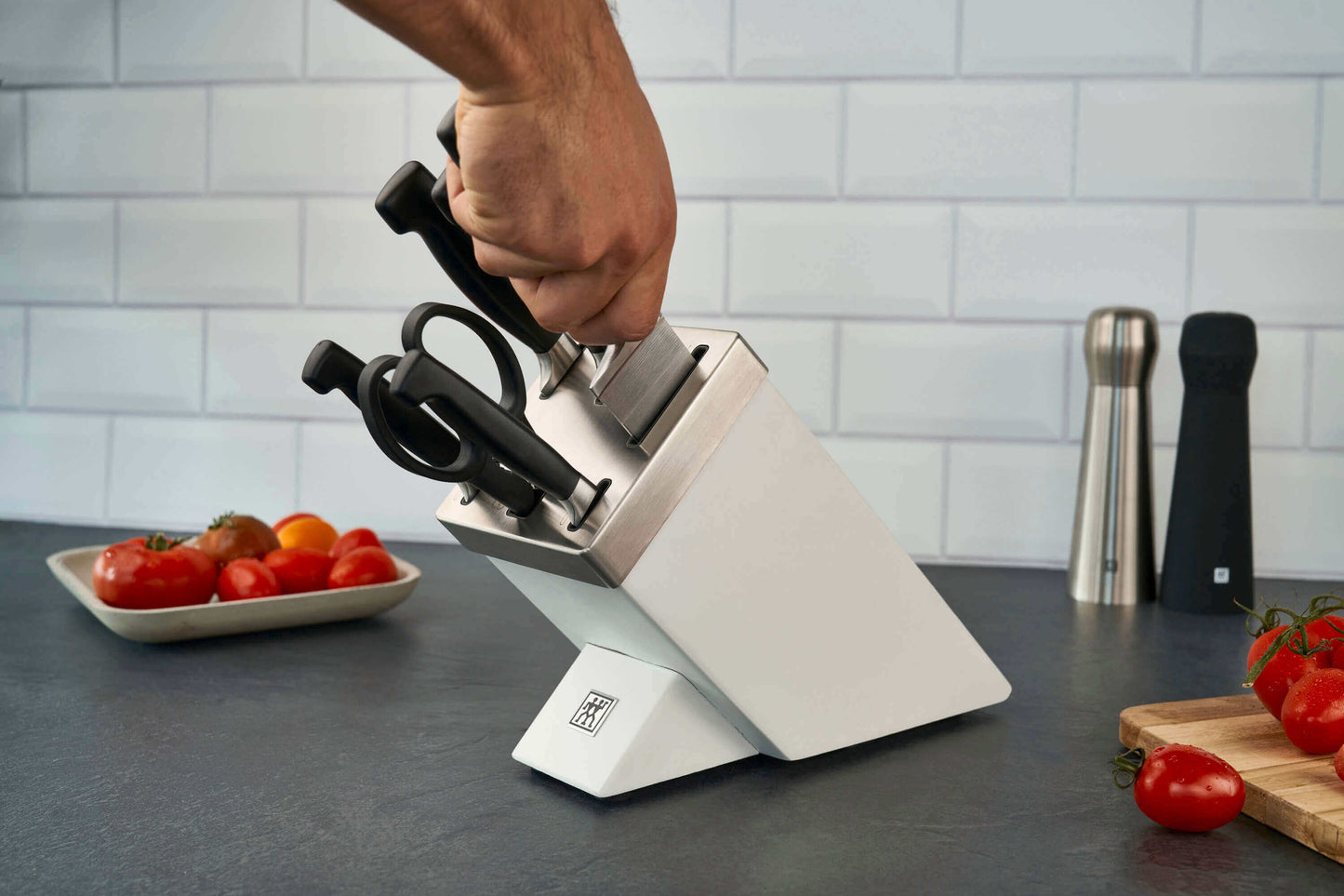 ZWILLING FOUR STAR Zestaw 5 noży w bloku samoostrzącym biały