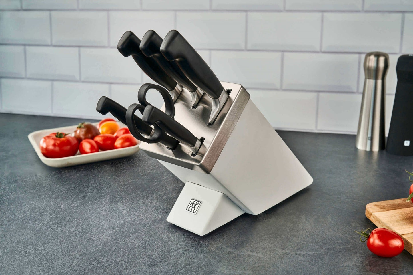 ZWILLING FOUR STAR Zestaw 5 noży w bloku samoostrzącym biały