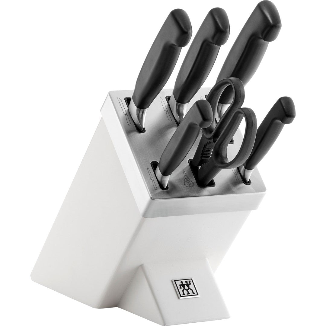 ZWILLING FOUR STAR Zestaw 5 noży w bloku samoostrzącym biały