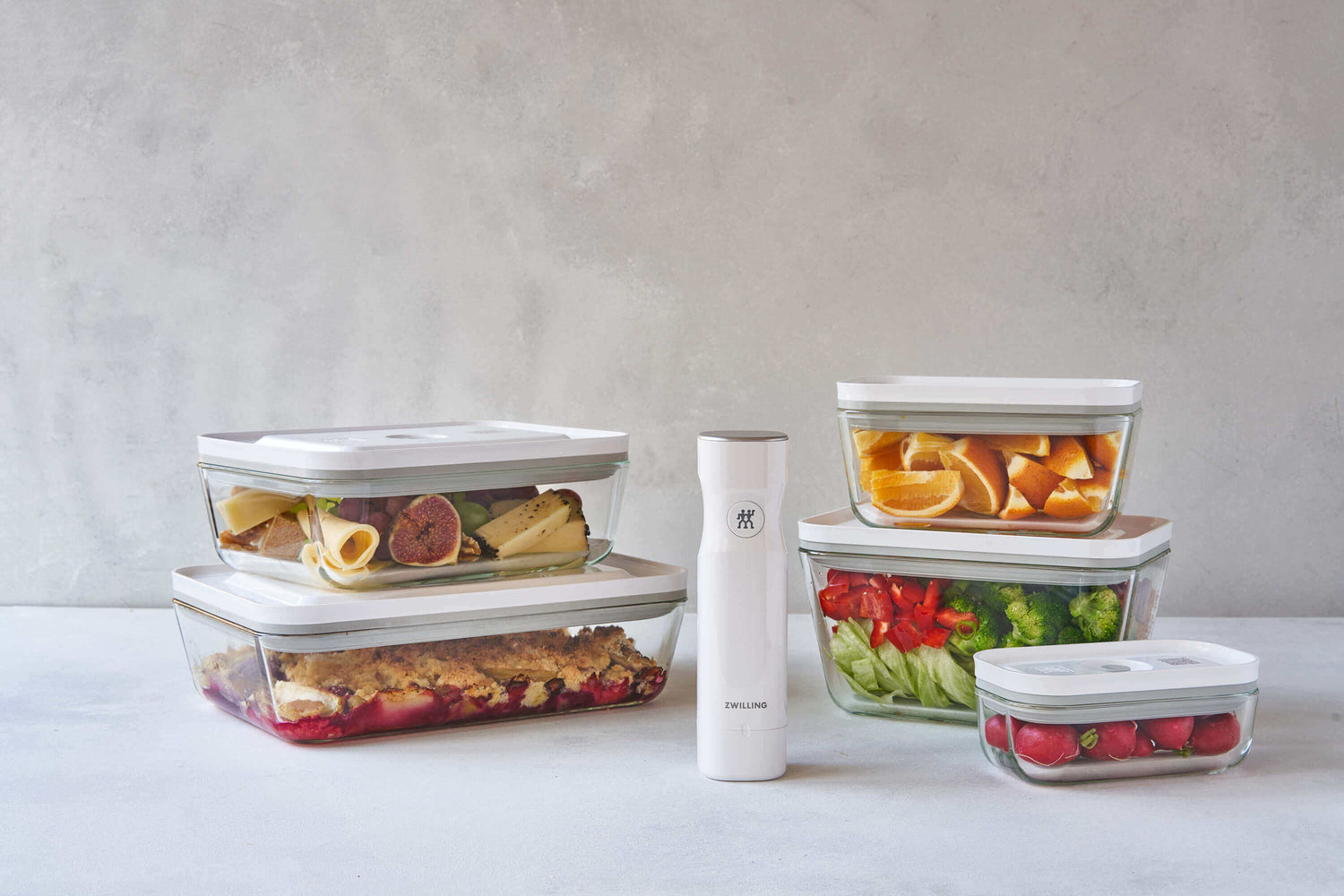 ZWILLING FRESH &amp; SAVE Szklany pojemnik prostokątny 2 ltr, szary