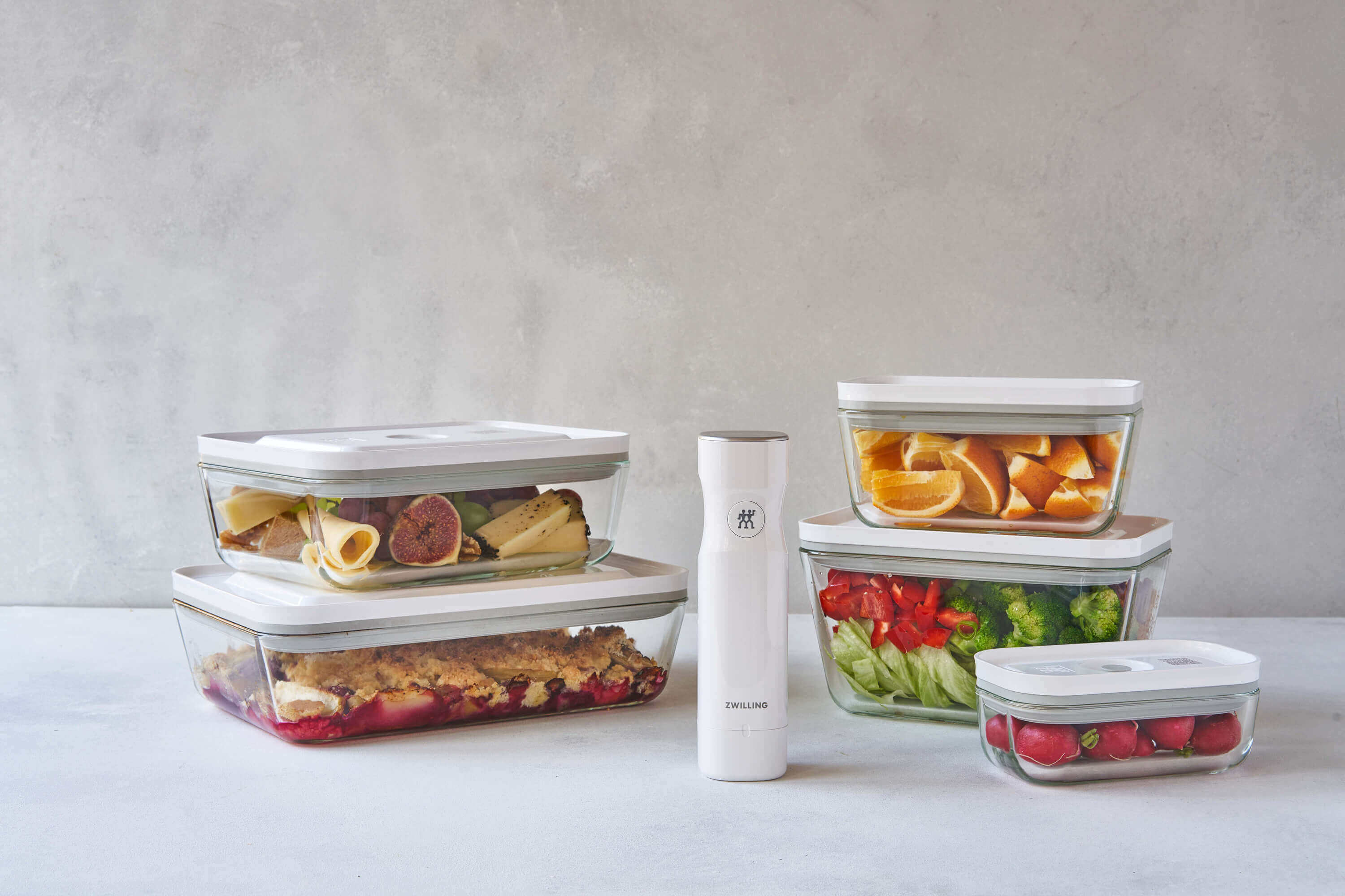 ZWILLING FRESH &amp; SAVE Szklany pojemnik prostokątny 2 ltr, szary