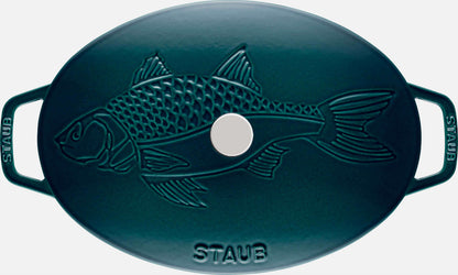 STAUB Ovale Gusseisen Fischpfanne 32 cm, Meeresfarben