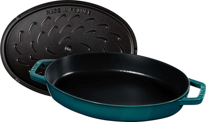 STAUB Ovale Gusseisen Fischpfanne 32 cm, Meeresfarben