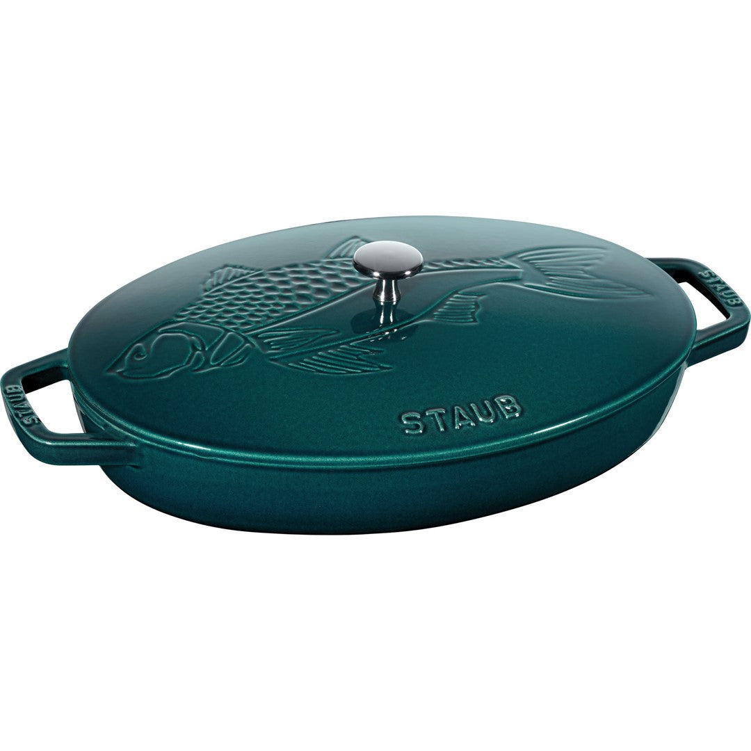 STAUB Ovale Gusseisen Fischpfanne 32 cm, Meeresfarben