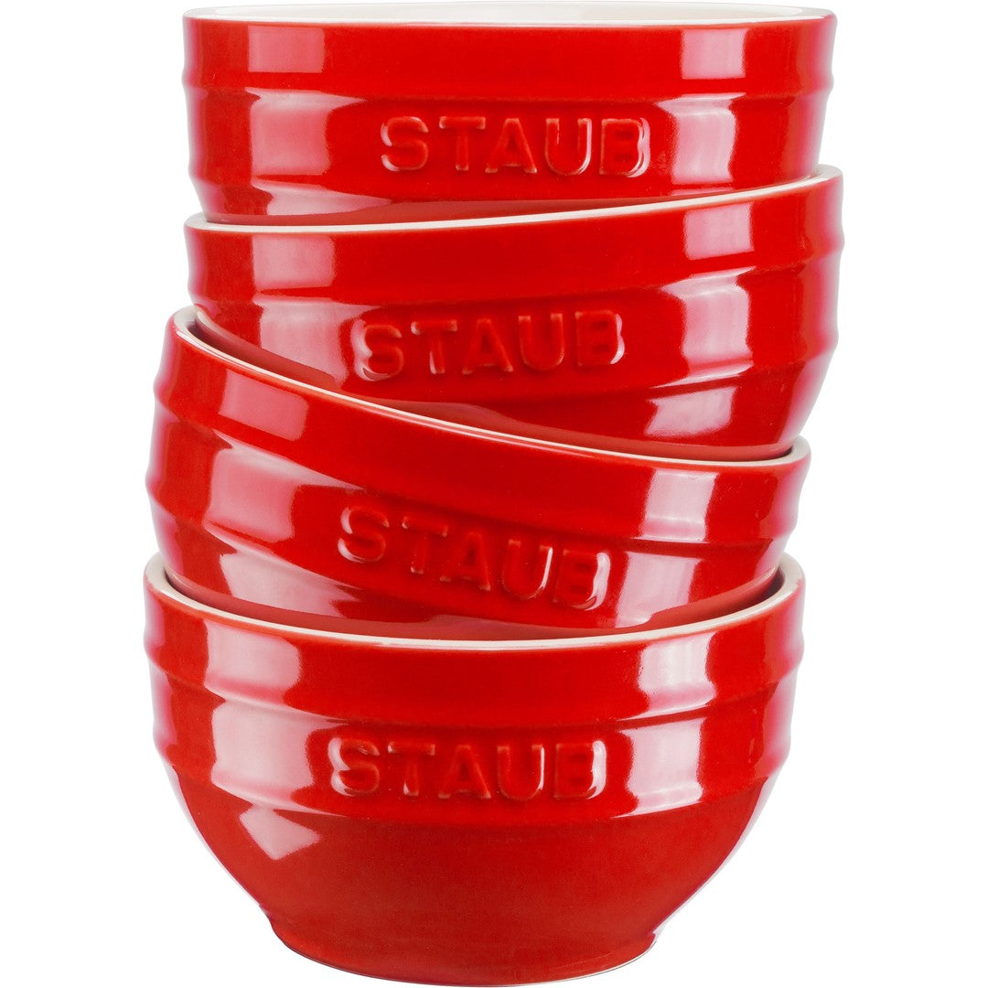 STAUB SERVING Zestaw 4 misek okrągłych 14 cm, czerwony