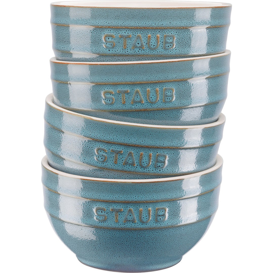 STAUB SERVING Zestaw 4 misek okrągłych 14 cm, antyczny turkusowy