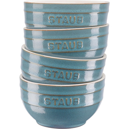 STAUB SERVING Zestaw 4 misek okrągłych 14 cm, antyczny turkusowy