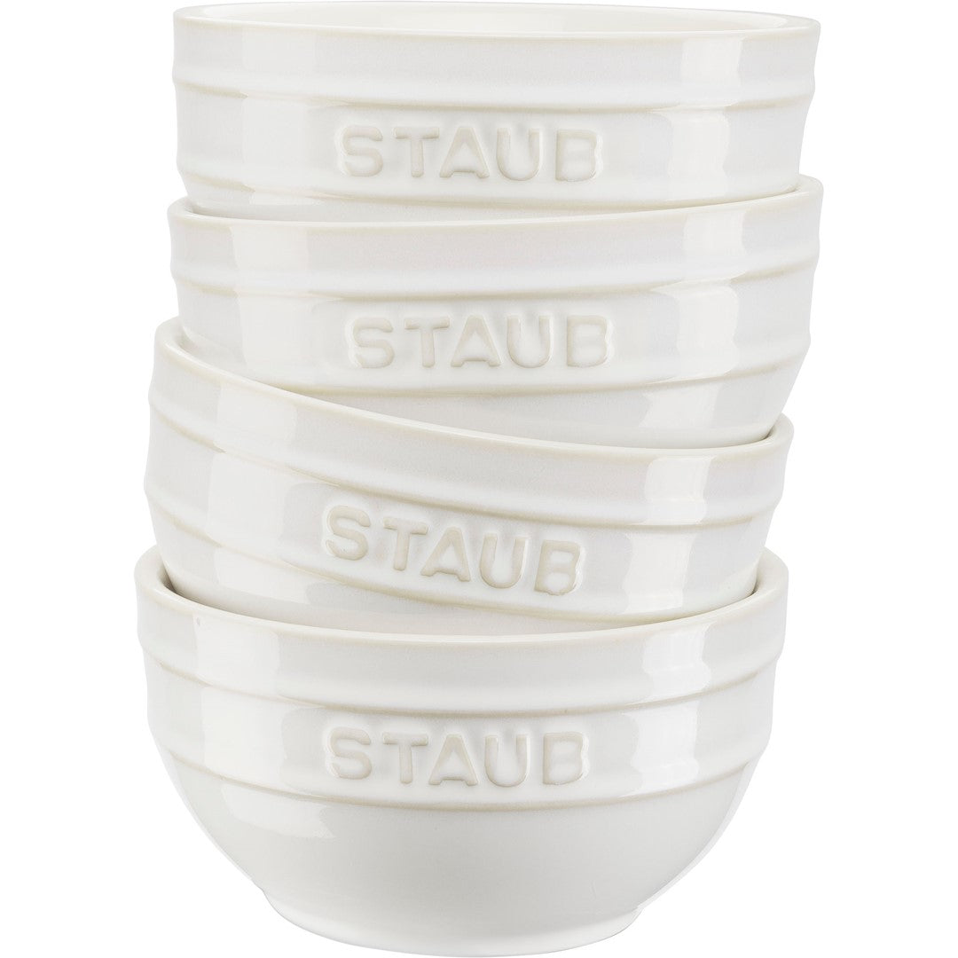 STAUB SERVING Zestaw 4 misek okrągłych 14 cm, kość słoniowa