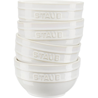 STAUB SERVING Zestaw 4 misek okrągłych 14 cm, kość słoniowa