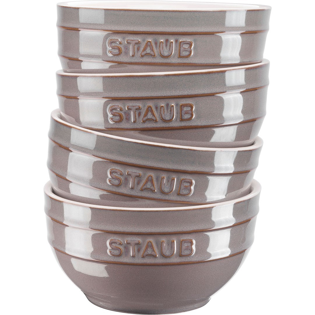 STAUB SERVING Zestaw 4 misek okrągłych 12 cm, antyczny grafitowy