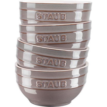 STAUB SERVING Zestaw 4 misek okrągłych 12 cm, antyczny grafitowy