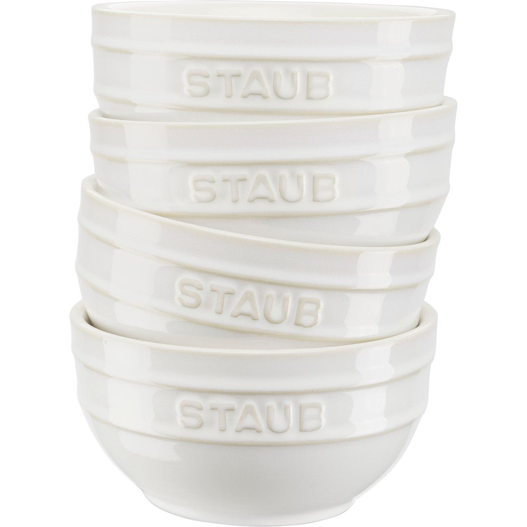STAUB SERVING Zestaw 4 misek okrągłych 12 cm, kość słoniowa