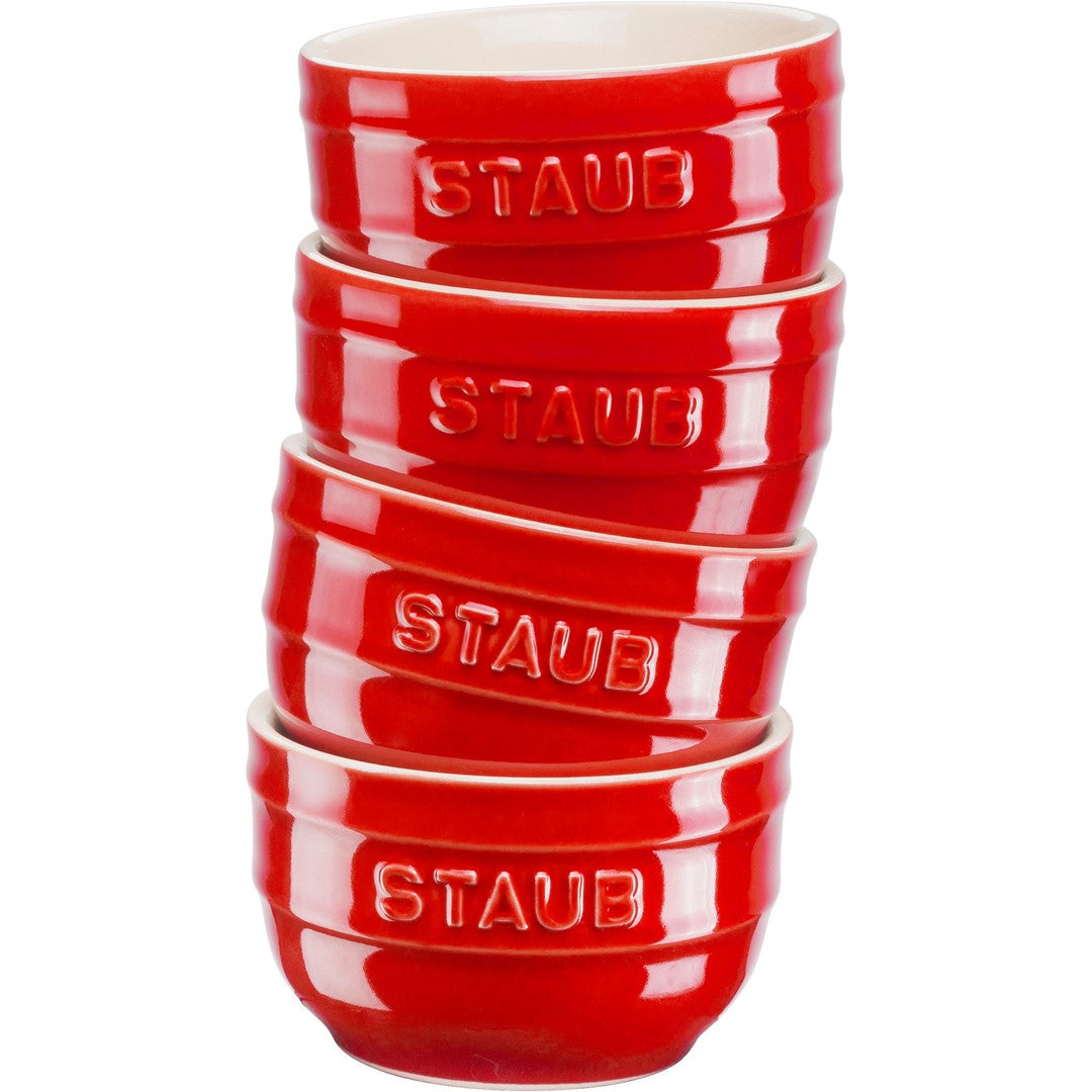 STAUB XS-MINIS Set von 4 runden Ramekins 9 cm, rot