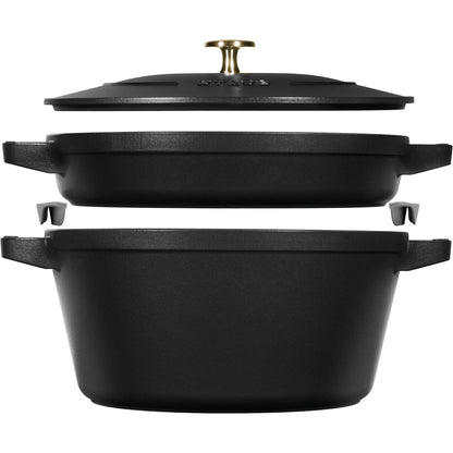 STAUB Zestaw 2 naczyń + pokrywka 24 cm czarny