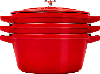 STAUB Zestaw 3 naczyń + pokrywka 24 cm czerwony