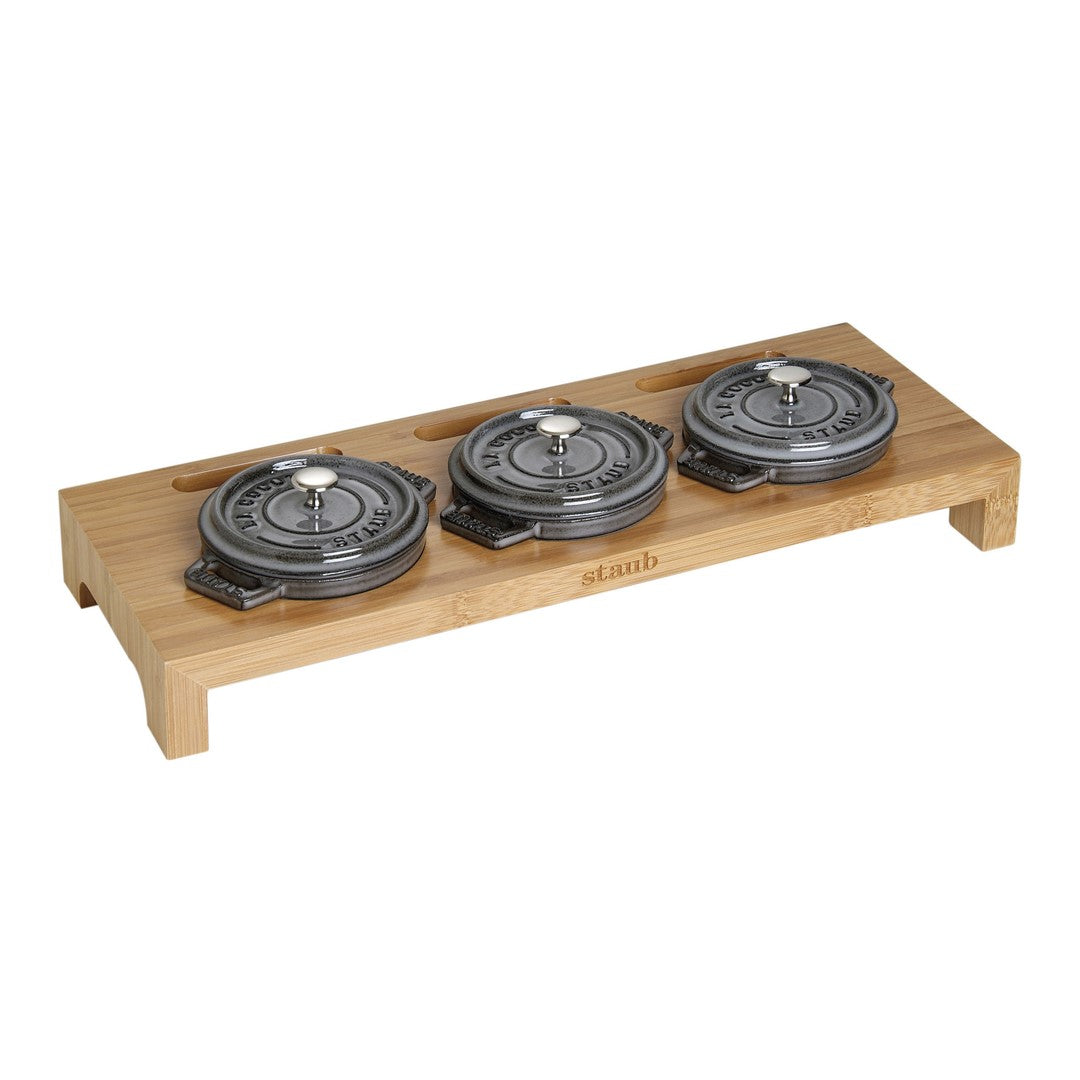 STAUB Stand na 3 mini cocotte drewniany