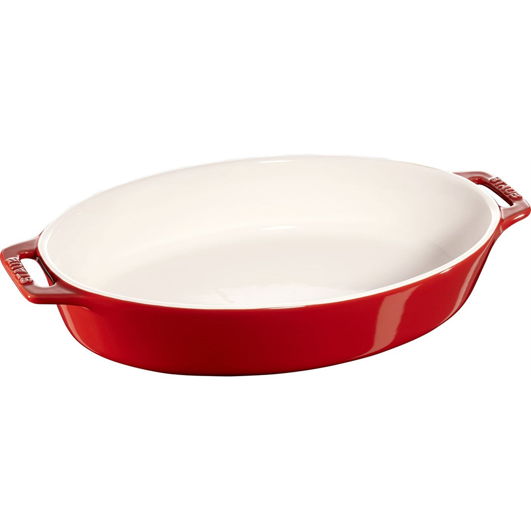 STAUB KOCHEN Ovaler Servierteller aus Keramik 2,3 l, rot