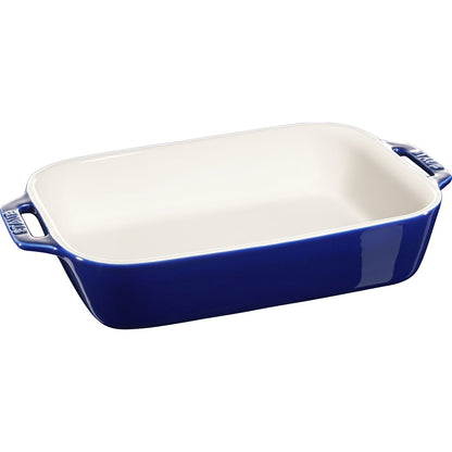 STAUB KOCHEN Rechteckige Servierplatte aus Keramik 2,4 l, blau