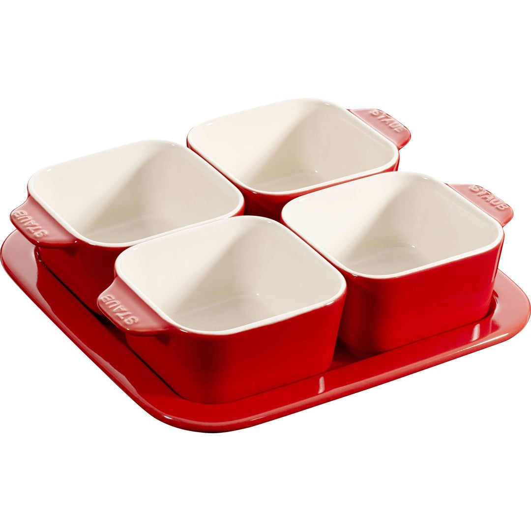 STAUB SERVING Zestaw do przystawek, 5 elementów 500 ml, czerwony