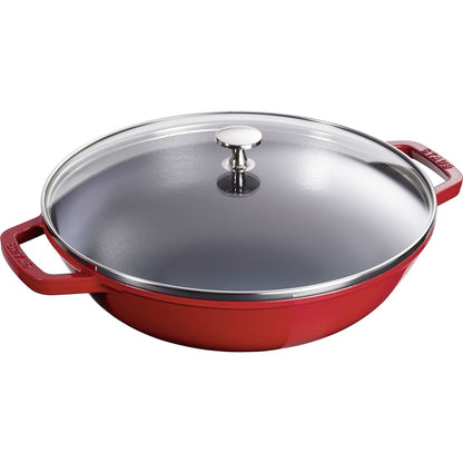 STAUB Wok żeliwny z pokrywką 30 cm, czerwony