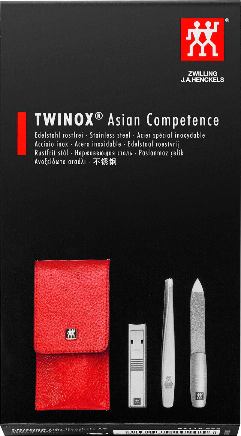 ZWILLING TWINOX Maniküre-Set - rote Lederhülle, 3 Teile