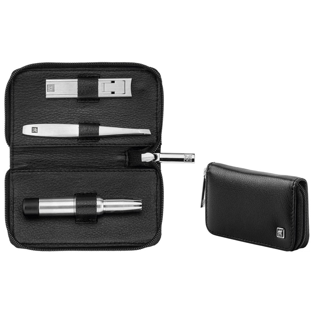 ZWILLING TWINOX Reisekit – schwarze Lederhülle, 3 Teile