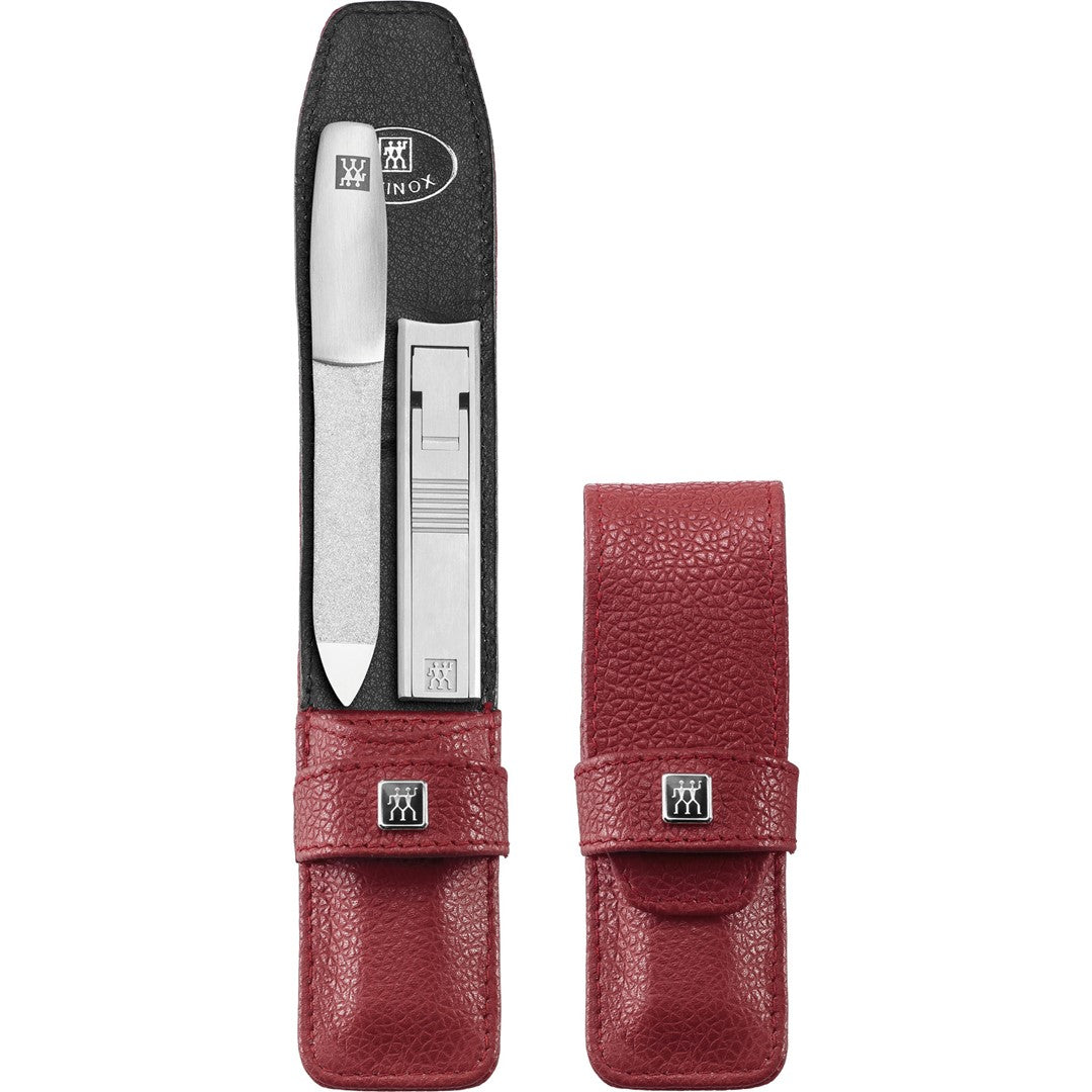 ZWILLING TWINOX Zestaw podróżny - czerwone skórzane etui, 2 elementy