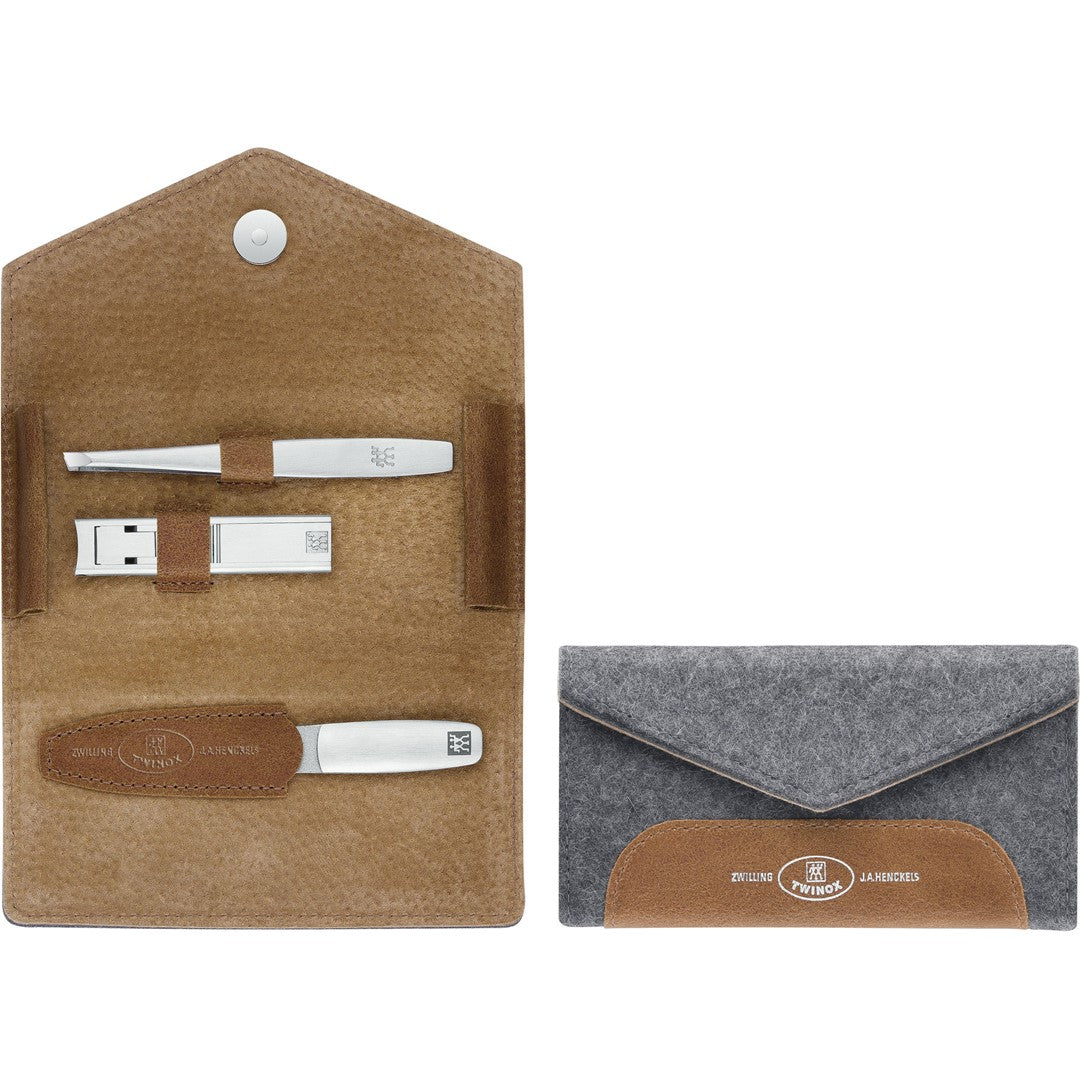 ZWILLING TWINOX Reise-Set - graue Filztasche, 3 Teile