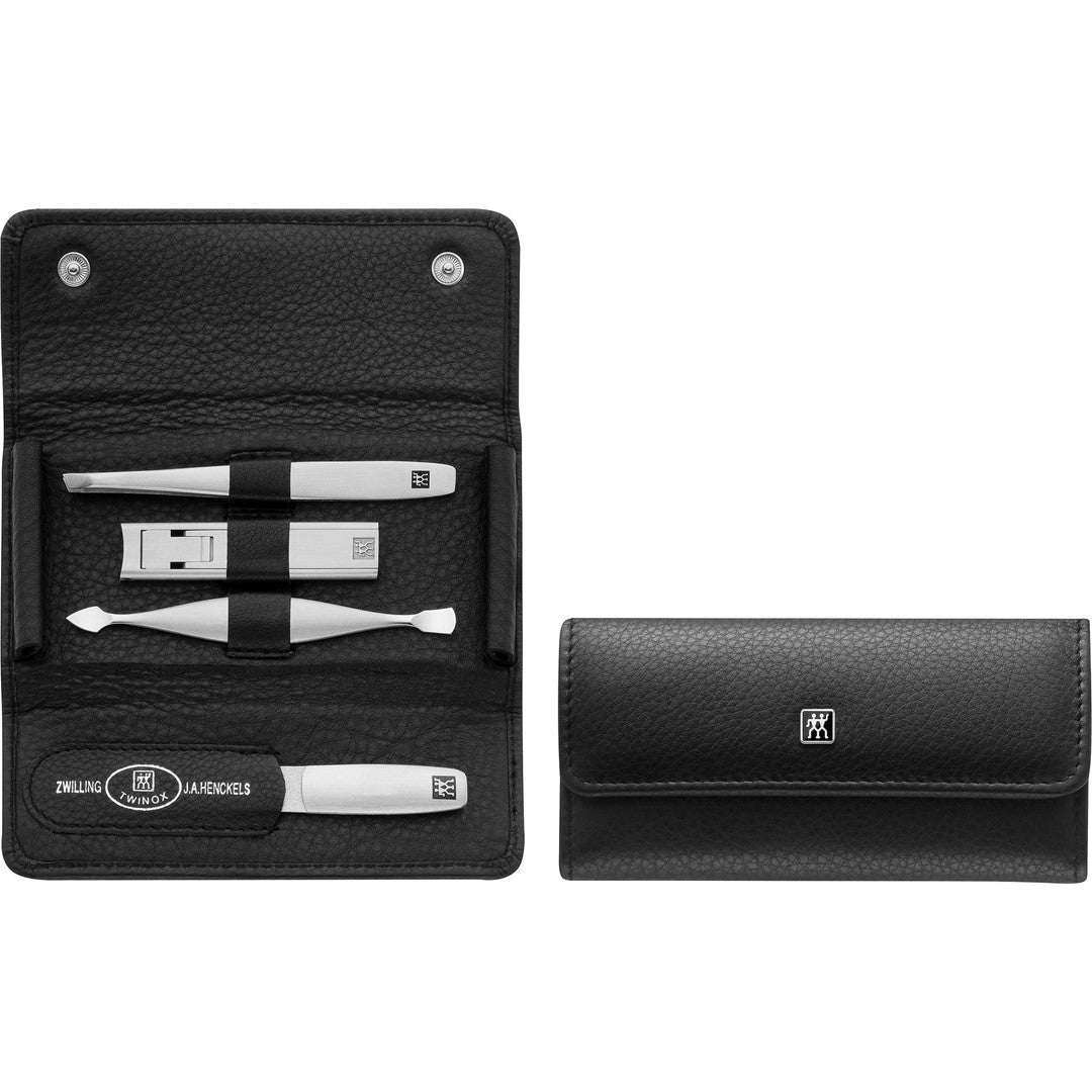 ZWILLING TWINOX Zestaw podróżny - czarne skórzane etui, 4 elementy
