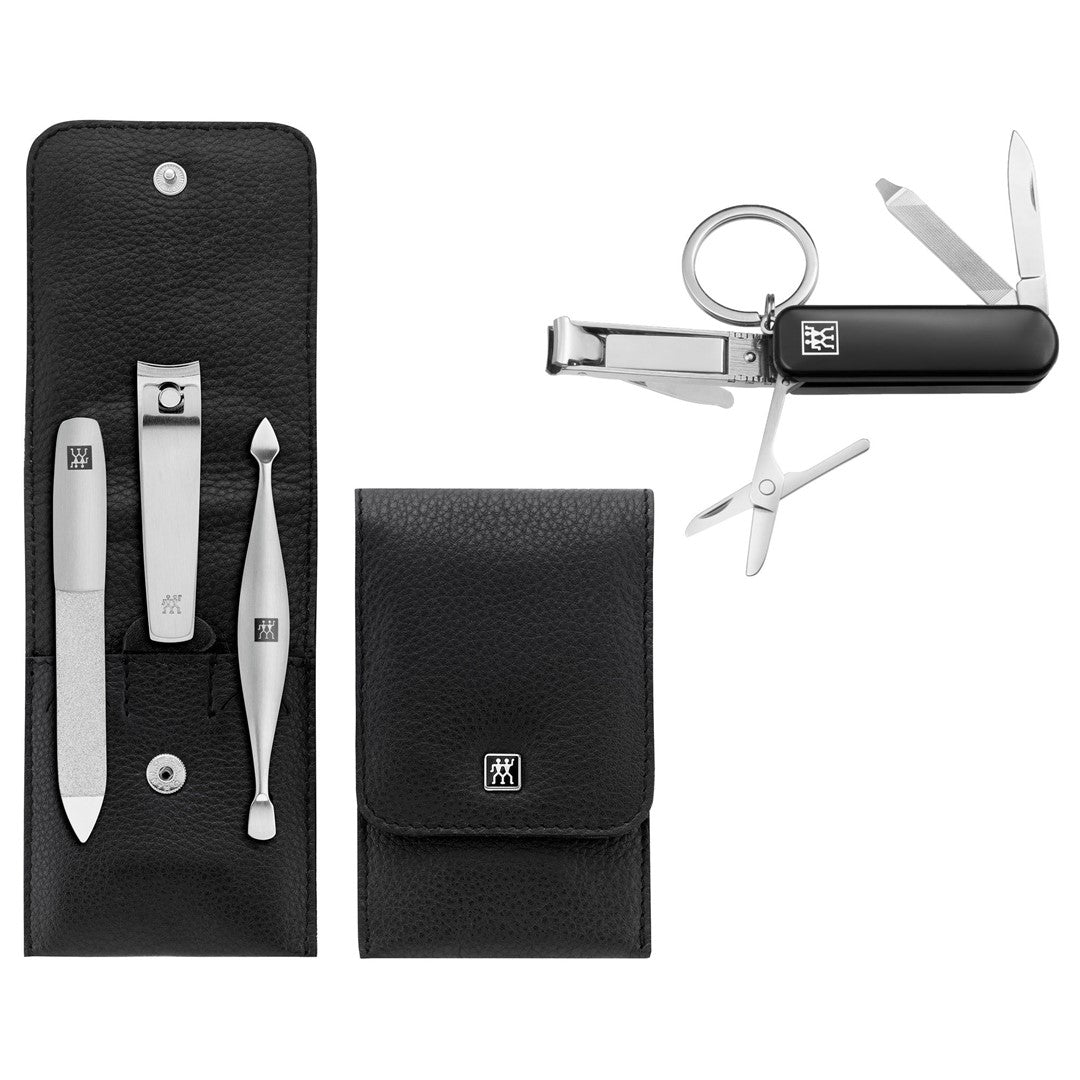 ZWILLING TWINOX Zestaw podróżny - czarne skórzane etui, 4 elementy