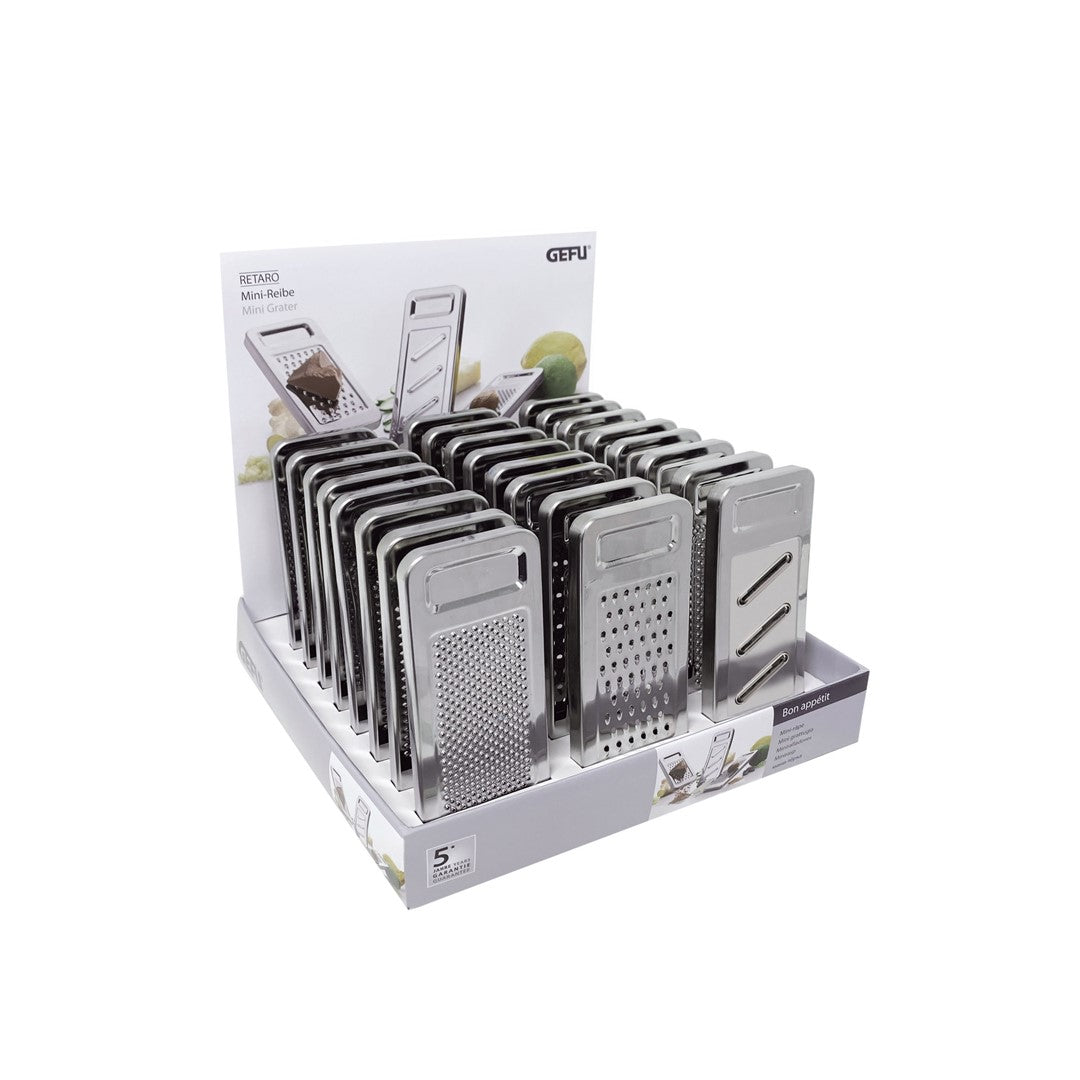 GEFU RETARO Display 8x Set von 3 Reiben für Gewürze