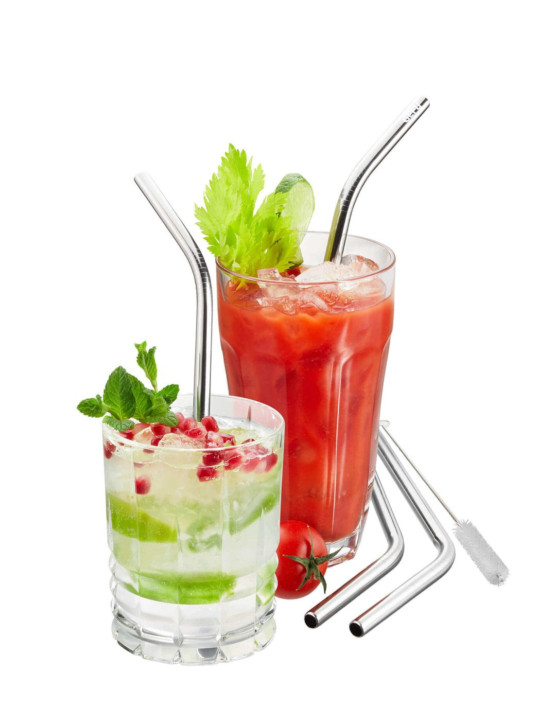 GEFU FUTURE Set mit 4 Edelstahlstrohhalmen 23 cm