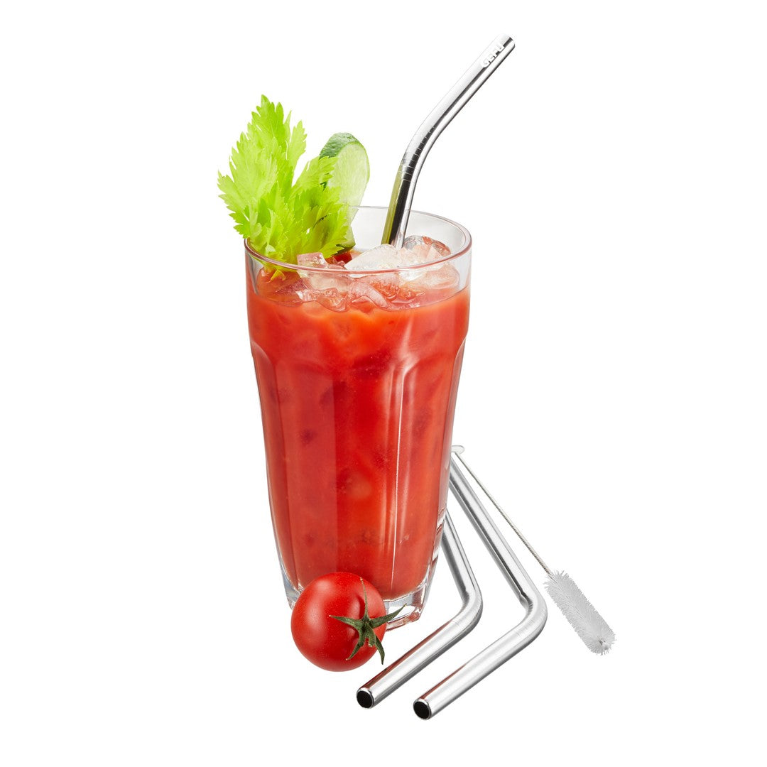 GEFU FUTURE Set mit 4 Edelstahlstrohhalmen 23 cm