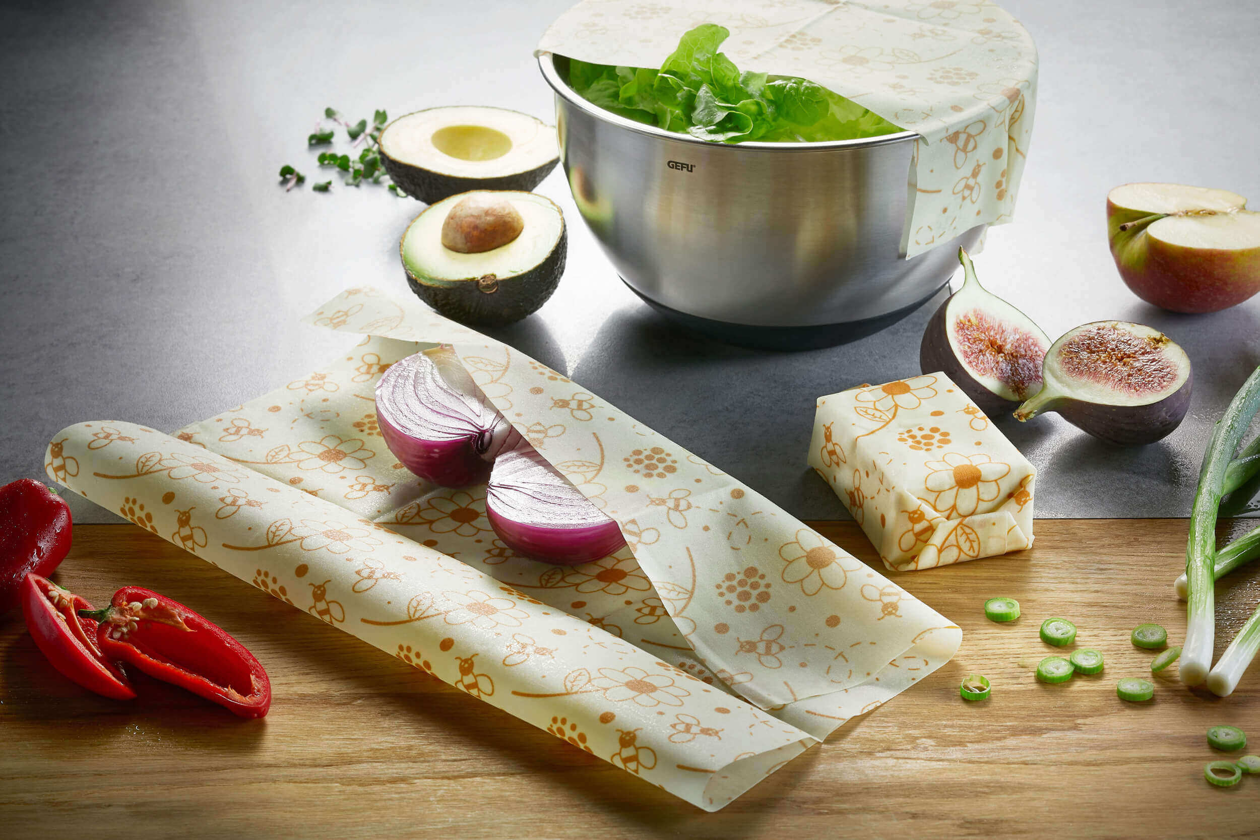 GEFU BEEWAYS Set mit 3 Bienenwachstüchern