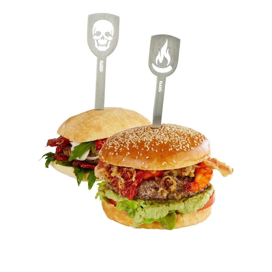 GEFU TORRO Set von 2 Burger Spießen Skull/Flamme