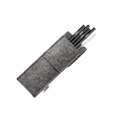 GEFU FUTURE Set von 4 schwarzen Strohhalmen 18 cm + Etui