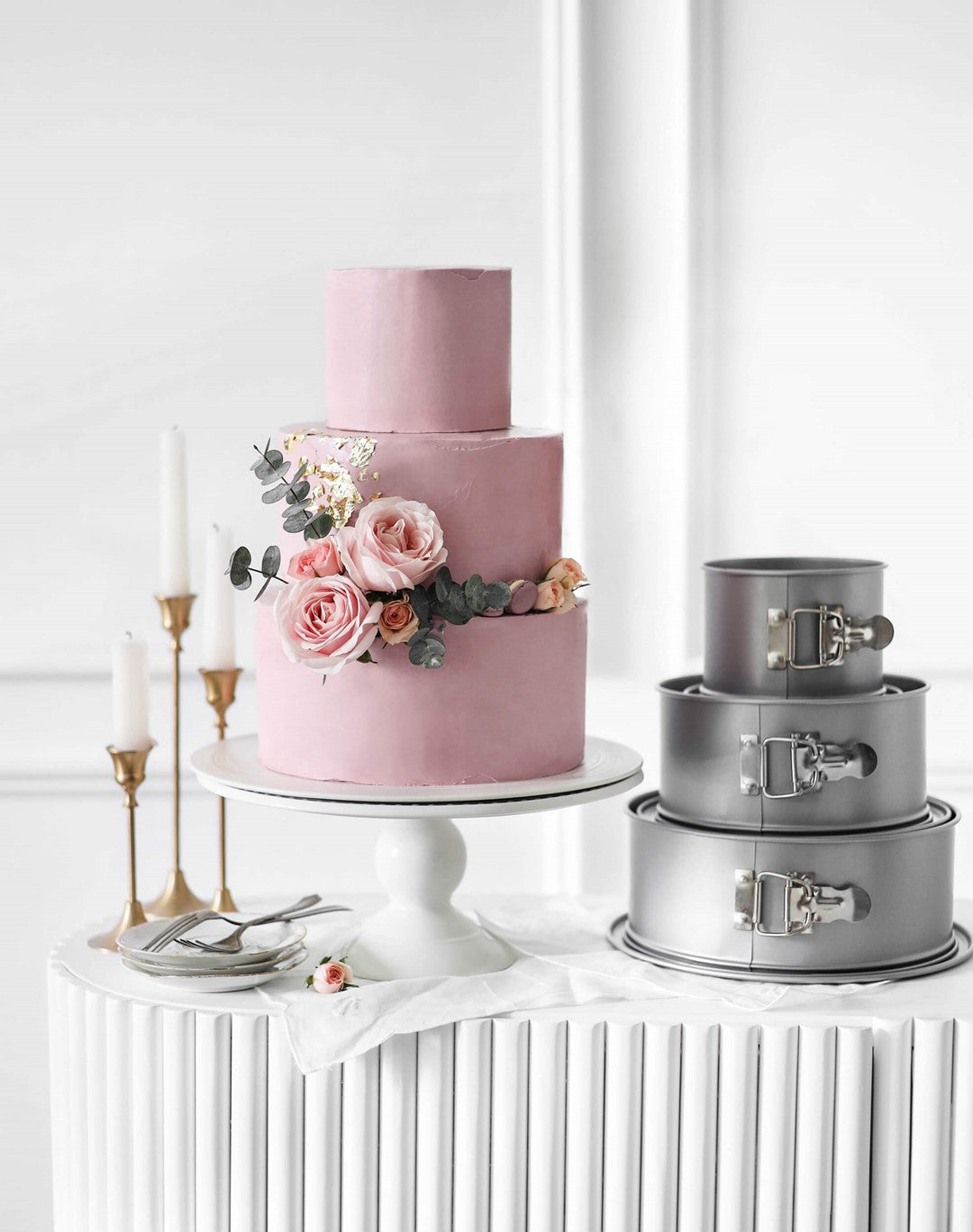 PATISSE SILVER-TOP Zestaw tortownic do 3-piętrowego tortu